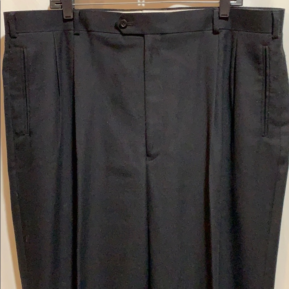 BRAGG@LOUIS RAPHAEL PANT 42/30 BLK PLEATED CUFFED